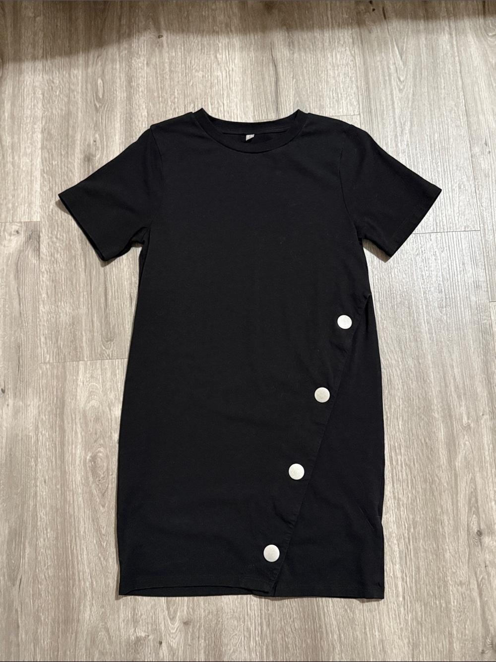 ASOS Black Mini Dress with White Button Detail